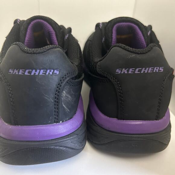 Women's Black/Purple Skecher Lightweight Safety toe Shoe 7 - Picture 6 of 9